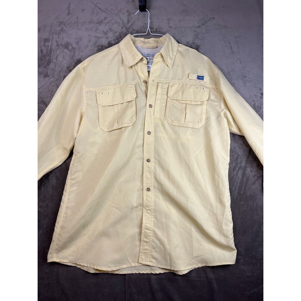 Aftco Shirt Men's‎ Medium Button-Down Yellow Vented Fishing Apparel Outdoor